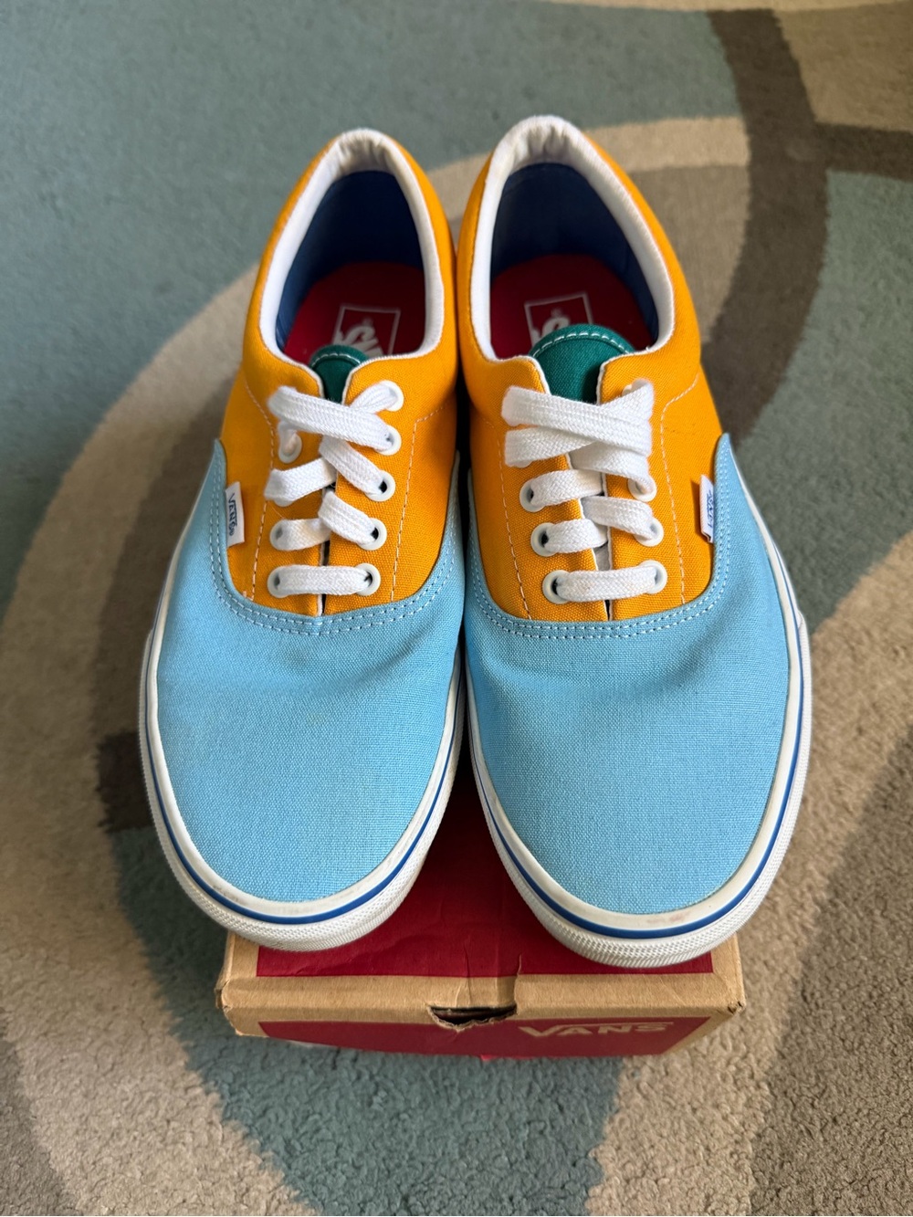 Vans Two-Tone Blue and Yellow Canvas Low-Top Sneakers